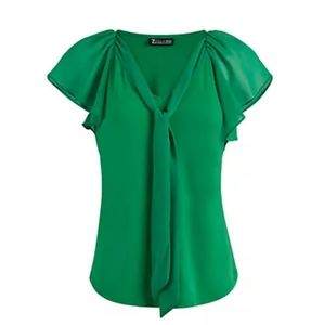 Flutter Sleeve Tie Front Top
